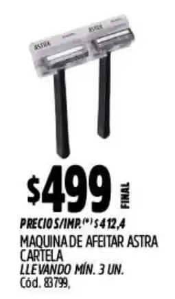 Supermercados Yaguar Astra maquina de afeitar cartela oferta