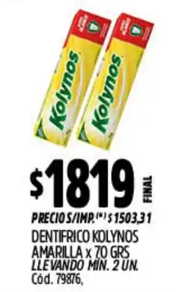 Supermercados Yaguar Kolynos dentífrico amarilla oferta