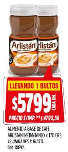Supermercados Yaguar Arlistan alimento a base de cafe instantaneo oferta