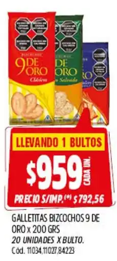 Supermercados Yaguar Galletitas bizcochos 9 de oro oferta