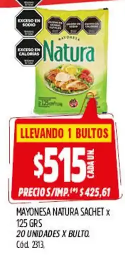 Supermercados Yaguar Natura mayonesa sachet oferta
