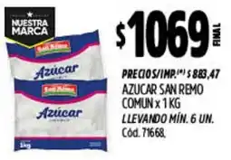 Supermercados Yaguar San remo azucar comun oferta