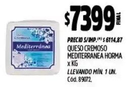 Supermercados Yaguar Mediterranea queso cremoso horma oferta