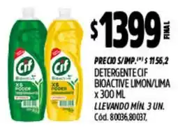 Supermercados Yaguar Cif detergente bioactive limon/lima oferta