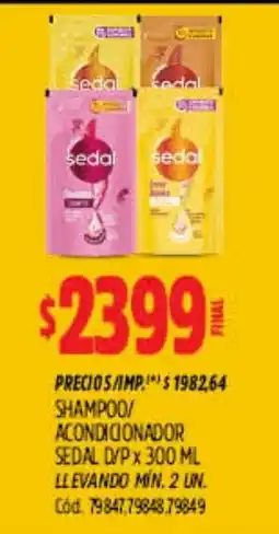 Supermercados Yaguar Sedal shampoo acondicionador oferta