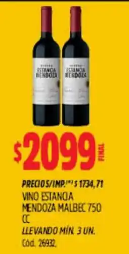 Supermercados Yaguar Vino estancia mendoza malbec oferta