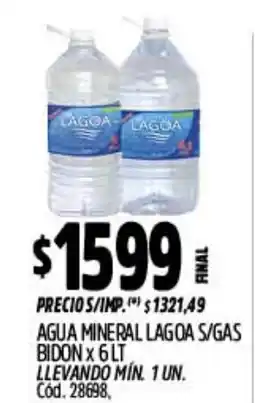 Supermercados Yaguar Lagoa agua mineral s/gas bidon oferta