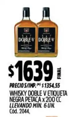 Supermercados Yaguar Doble Vv Whisky etiqueta negra petaca x 200 cc oferta