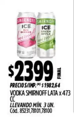 Supermercados Yaguar Smirnoff vodka ice oferta