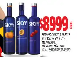 Supermercados Yaguar Skyy vodka oferta