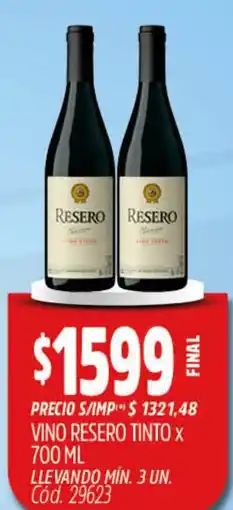 Supermercados Yaguar Resero vino tinto oferta