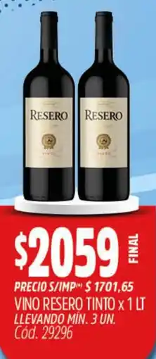 Supermercados Yaguar Resero vino tinto oferta
