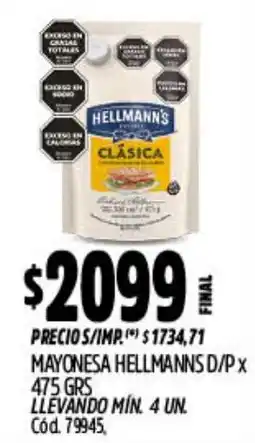 Supermercados Yaguar Hellmanns mayonesa clásica oferta