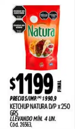 Supermercados Yaguar Natura ketchup oferta