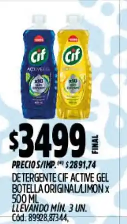 Supermercados Yaguar Cif detergente active gel botella original/ limon oferta
