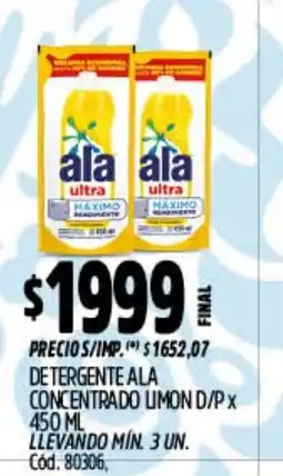 Supermercados Yaguar Ala detergente ala concentrado limon d/p oferta