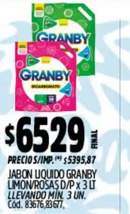 Supermercados Yaguar Granby jabon liquido limon rosas oferta