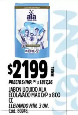 Supermercados Yaguar Ala jabon liquido ecolavado max d/p oferta