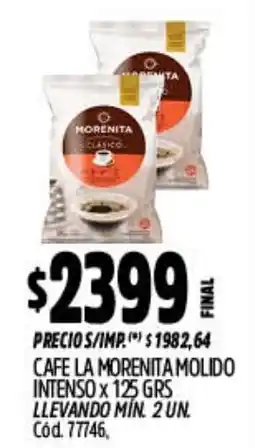 Supermercados Yaguar Morenita cafe la molido intenso oferta