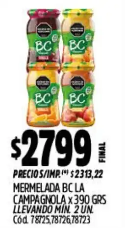 Supermercados Yaguar Mermelada bc la campagnola oferta