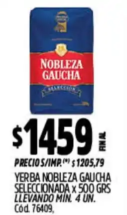 Supermercados Yaguar Nobleza gaucha yerba seleccionada oferta
