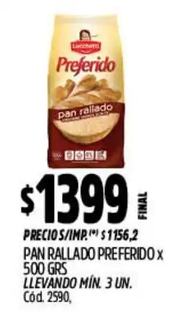 Supermercados Yaguar Lacchetti pan rallado preferido oferta