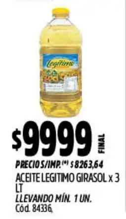 Supermercados Yaguar Legitimo aceite girasol oferta