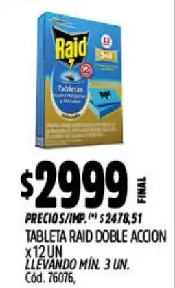 Supermercados Yaguar Raid tableta doble accion oferta