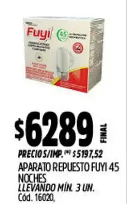 Supermercados Yaguar Fuyi aparato repuesto fuyi 45 noches oferta