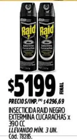 Supermercados Yaguar Raid insecticida raid negro extermina cucarachas oferta