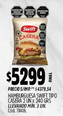 Supermercados Yaguar Swift hamburguesa tipo casera oferta