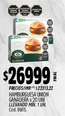 Supermercados Yaguar Union ganadera hamburguesa clasicas oferta