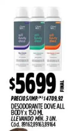 Supermercados Yaguar Dove desodorante all body oferta