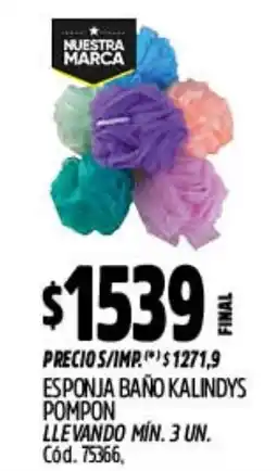 Supermercados Yaguar Kalindys esponja baño pompon oferta
