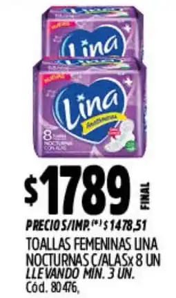 Supermercados Yaguar Lina toallas femeninas nocturnas oferta