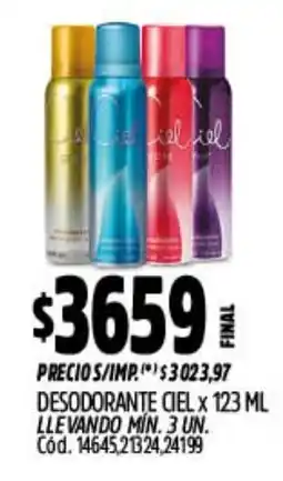 Supermercados Yaguar Ciel desodorante oferta