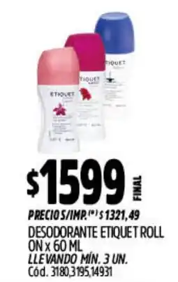 Supermercados Yaguar Etiquet desodorante roll on oferta
