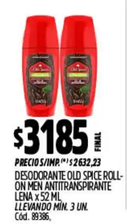 Supermercados Yaguar Old spice desodorante roll-on men antitranspirante lena oferta