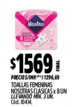 Supermercados Yaguar Nosotras toallas femeninas clasicas oferta