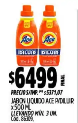 Supermercados Yaguar Ace jabon liquido p/diluir oferta