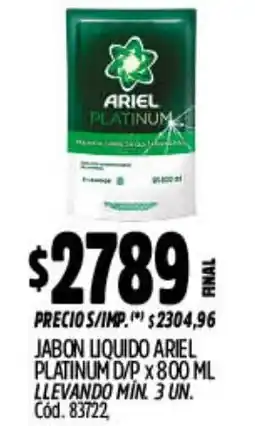 Supermercados Yaguar Ariel jabon liquido platinum d/p oferta