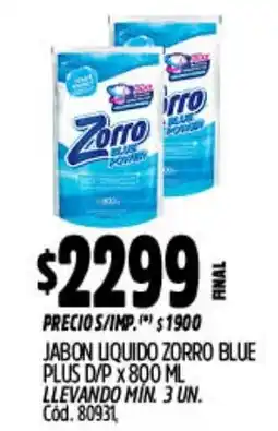 Supermercados Yaguar Zorro jabon liquido blue oferta