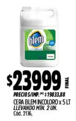 Supermercados Yaguar Blem cera incoloro oferta