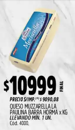 Supermercados Yaguar Paulina barra horma queso muzzarella oferta