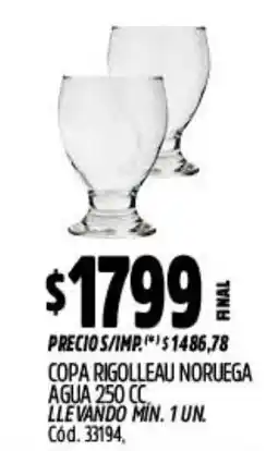 Supermercados Yaguar Rigolлеau copa noruega agua 250 cc oferta