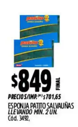 Supermercados Yaguar Patito esponja salvañas oferta