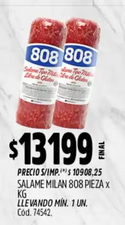 Supermercados Yaguar 808 salame tipo milan libre de gluten oferta