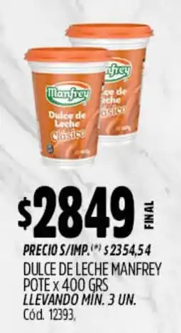Supermercados Yaguar Manfrey dulce de leche clásico oferta