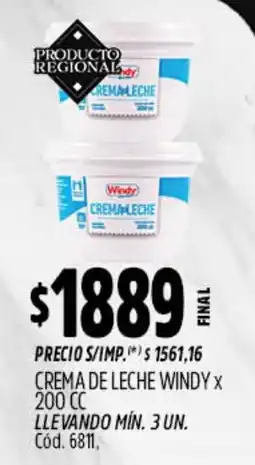 Supermercados Yaguar Windy crema de leche oferta