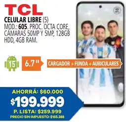 Casa del Audio Tcl celular libre oferta
